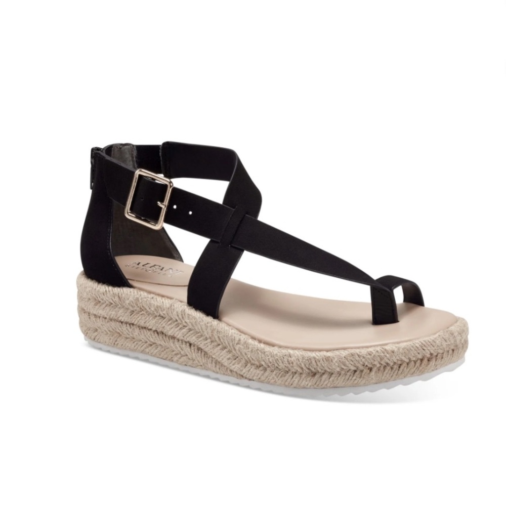 Black Espadrille Wedge Sandals